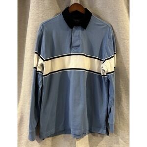 LL Bean Rugby Shirt Mens M Heavy Cotton Long Sleeve Y2K Corduroy‎ Collar